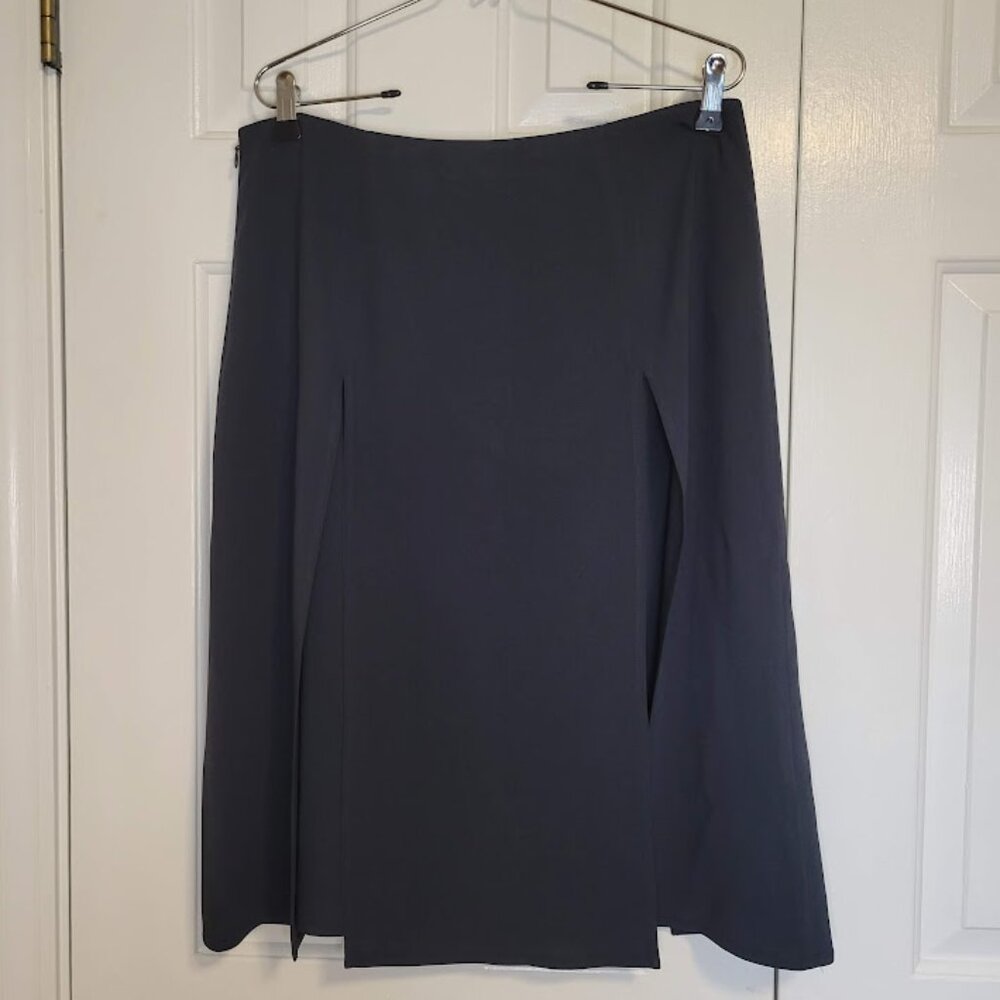Dana Buchman Navy Pleated Lined Midi Skirt Size 10